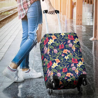 Tropical Hibiscus Red And Plumeria White Luggage Cover - Polynesian Pride