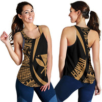 Kanaka Hawaii Map Gold Polynesian Women's Racerback Tank Gold - Polynesian Pride
