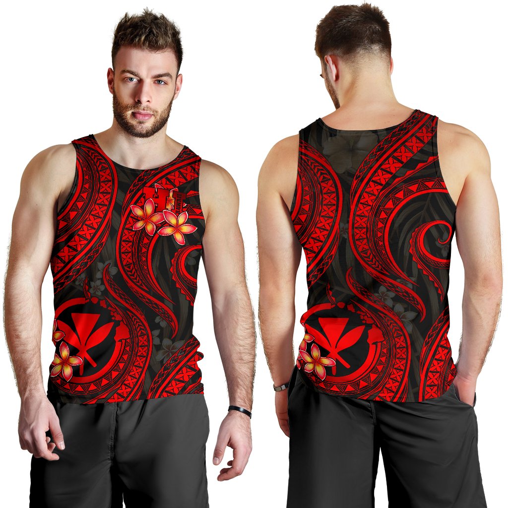 Polynesian Hawaii Men Tank Top - Red Plumeria RED - Polynesian Pride