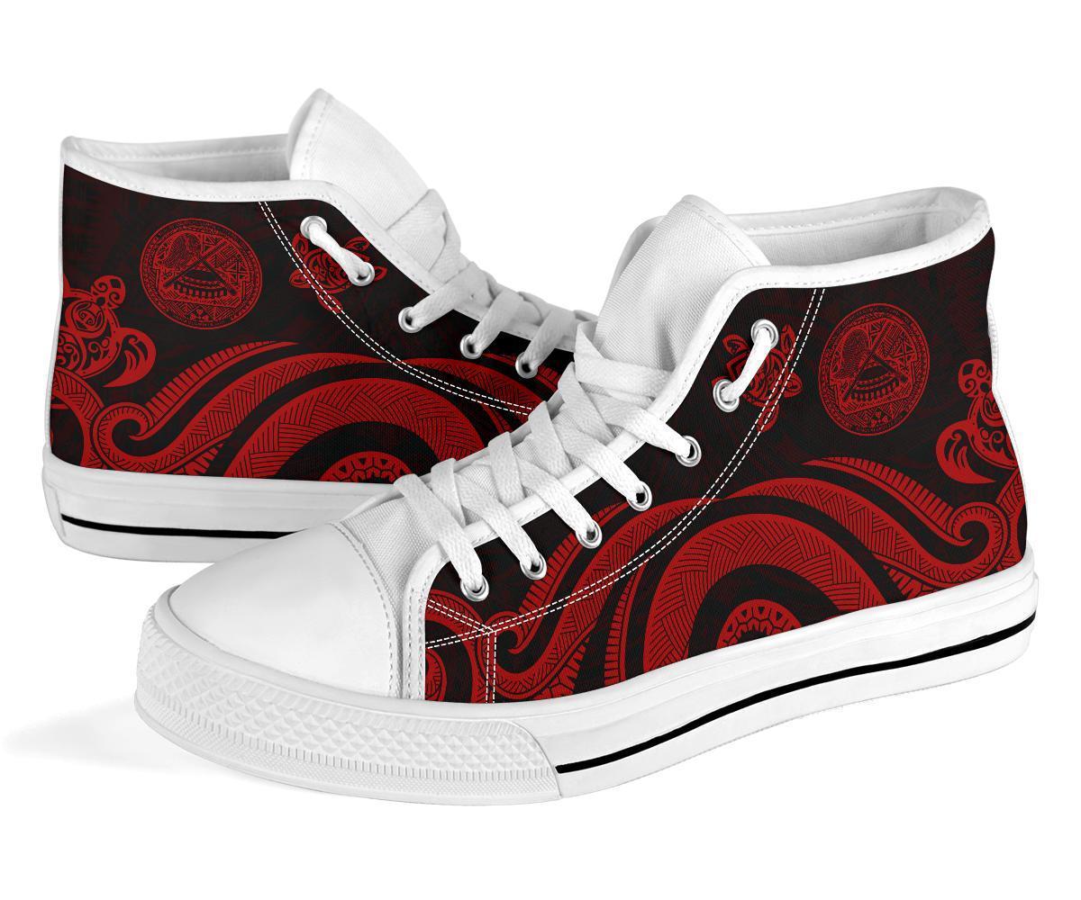 American Samoa High Top Shoes - Red Tentacle Turtle - Polynesian Pride