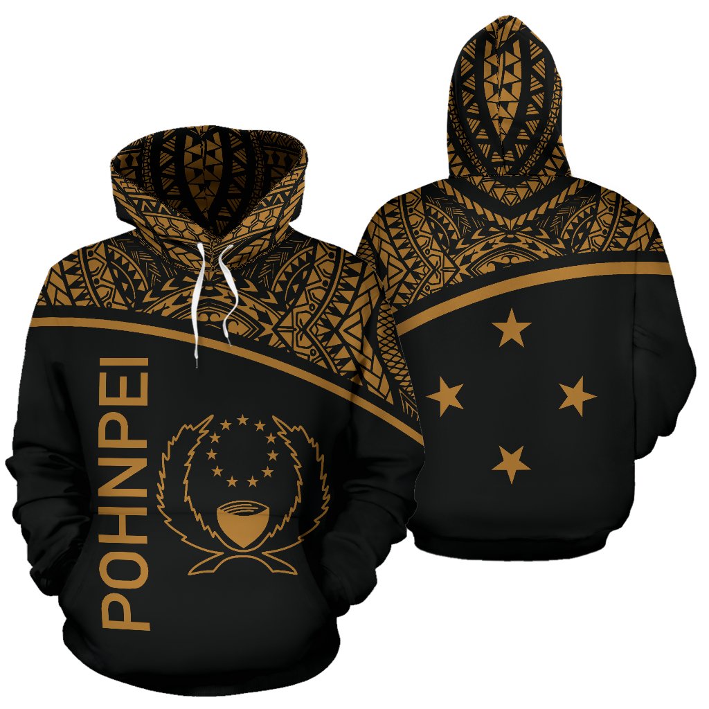 Pohnpei All Over Hoodie Micronesia Curve Gold Style Unisex Gold - Polynesian Pride
