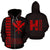 Polynesian Kakau Kanaka Map of Hawaii Zip Hoodie Red Unisex Red - Polynesian Pride