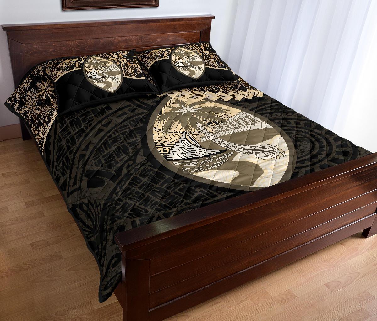 Guam Polynesian Quilt Bed Set Golden Coconut - Polynesian Pride