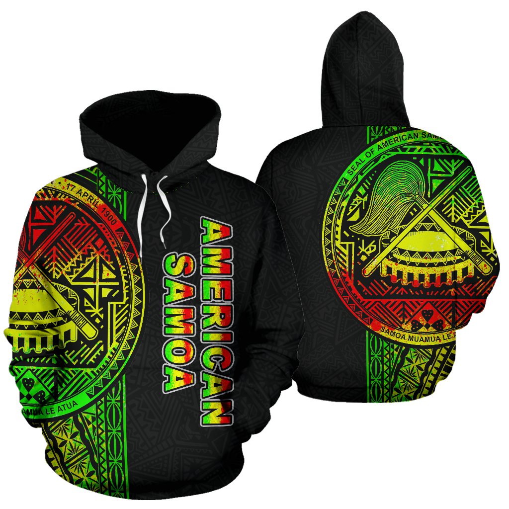 American Samoa Polynesian Hoodie Reggae Line Unisex Reggae - Polynesian Pride