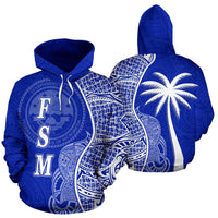 Federated States of Micronesian Polynesian Hoodie Coconut Tree Blue Unisex Blue - Polynesian Pride
