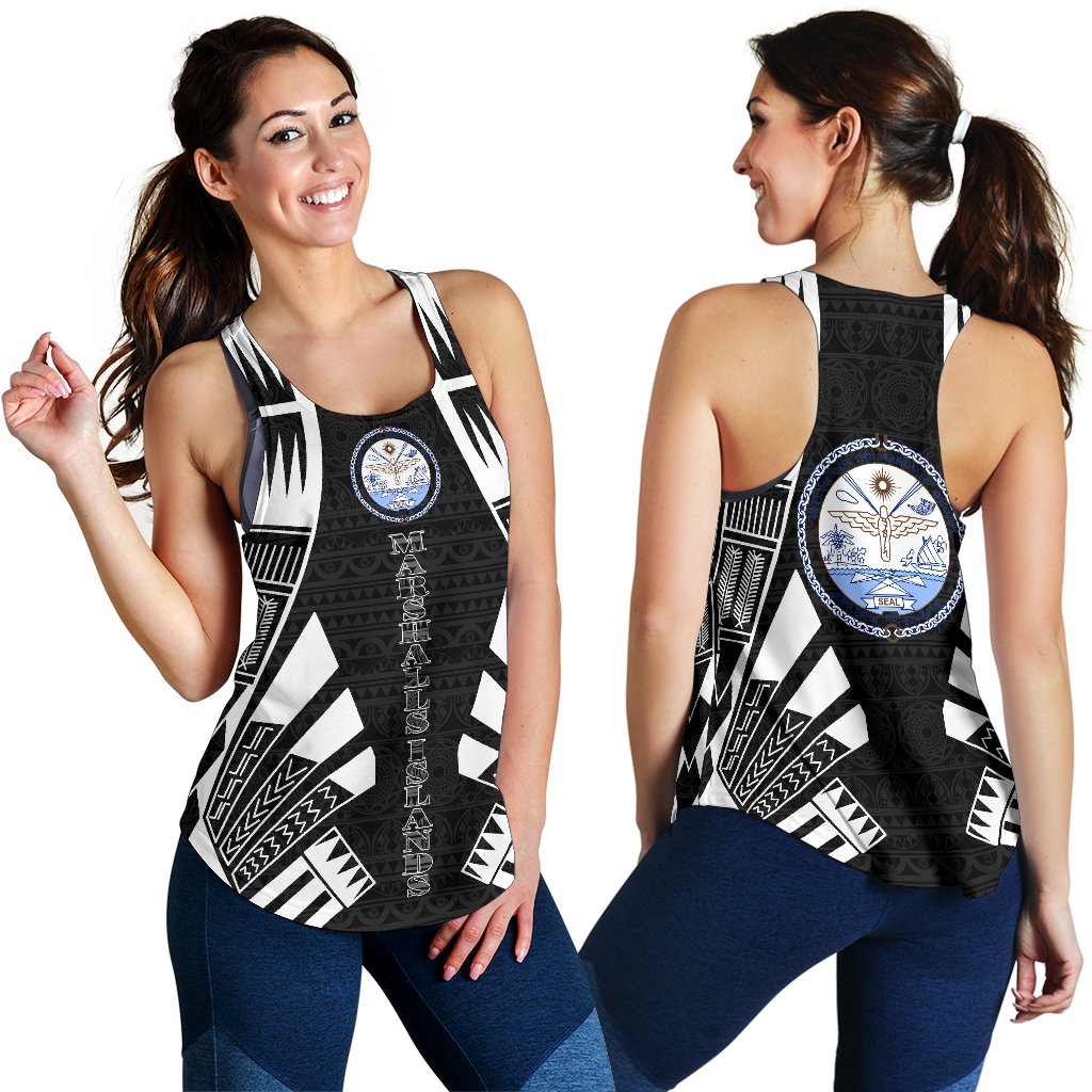 Marshall Islands Women Racerback Tank - Polynesian Tattoo Black - Polynesian Pride