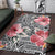 Polynesian Area Rug - Pink Hibiscus Flower With Hawaiian Tribal Motifs Black - Polynesian Pride