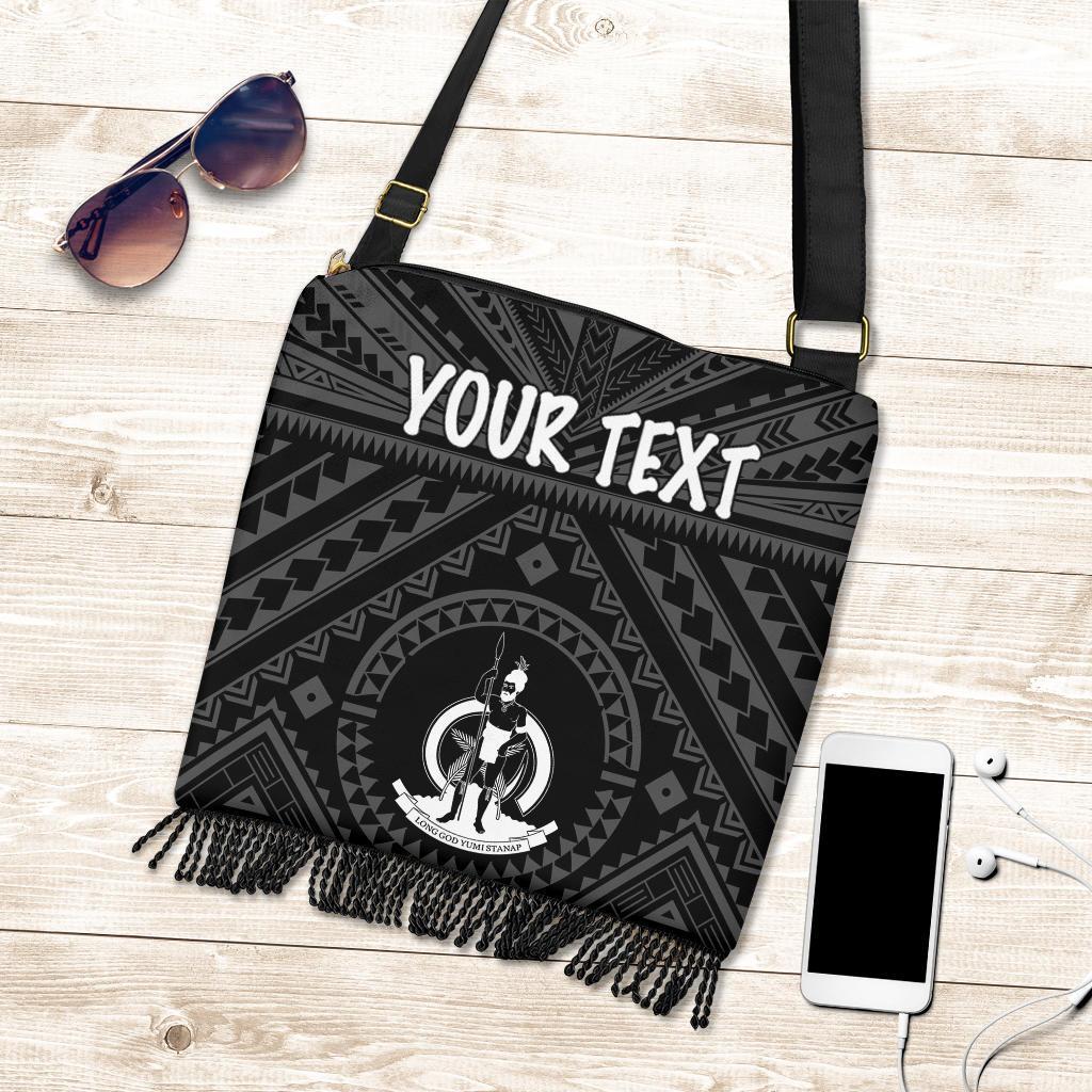 Vanuatu Personalised Crossbody Boho Handbag - Vanuatu Seal With Polynesian Tattoo Style One Style One Size Black - Polynesian Pride