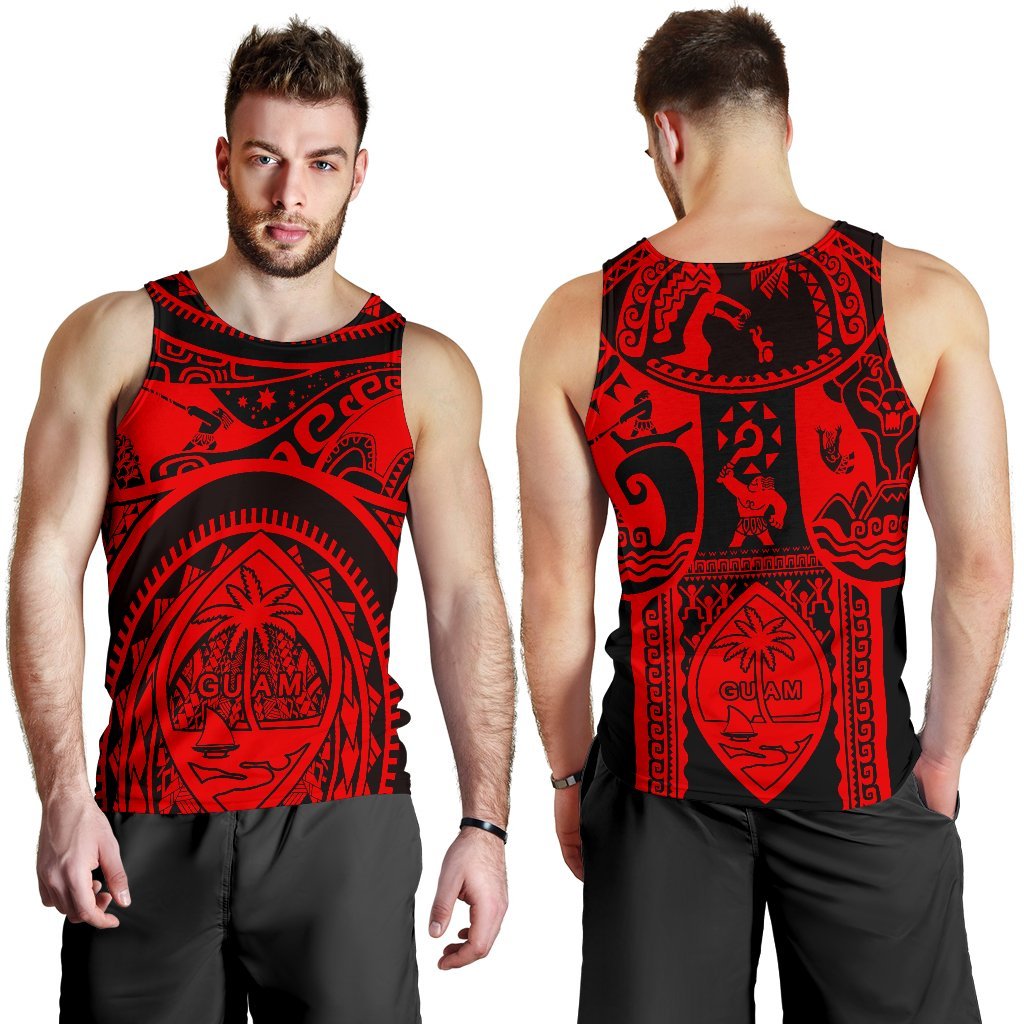 Polynesian Men's Tank Top - Guam Flag, Seal with Maui Moana Tattoo - Polynesian Pride