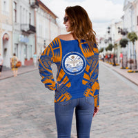 Marshall Islands Women's Off Shoulder Sweater - Polynesian Tattoo Flag - Polynesian Pride