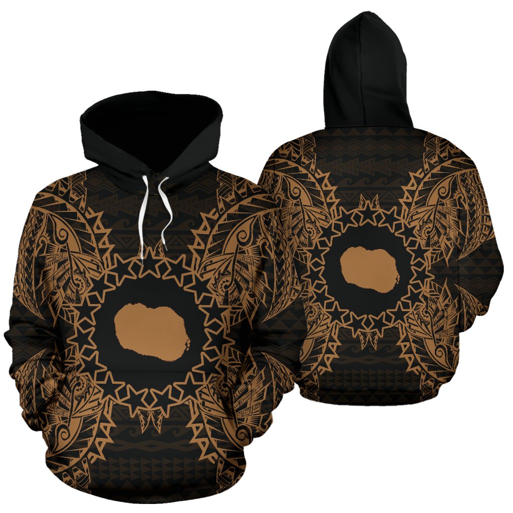 Cook Islands Polynesian ll Over Hoodie Map Gold Unisex Gold - Polynesian Pride