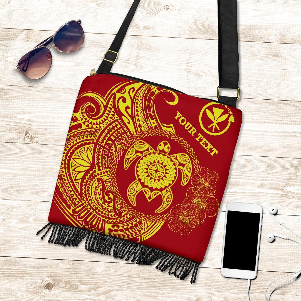 Hawaii Polynesian Personalised Crossbody Boho Handbag - Vintage Polynesian Turtle (Red) One Style One Size Red - Polynesian Pride