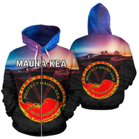 Mauna Kea Zip Hoodie Mauna Kea Panorama Unisex Black - Polynesian Pride