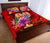 Tahiti Polynesian Quilt Bed Set - Floral With Seal Red - Polynesian Pride