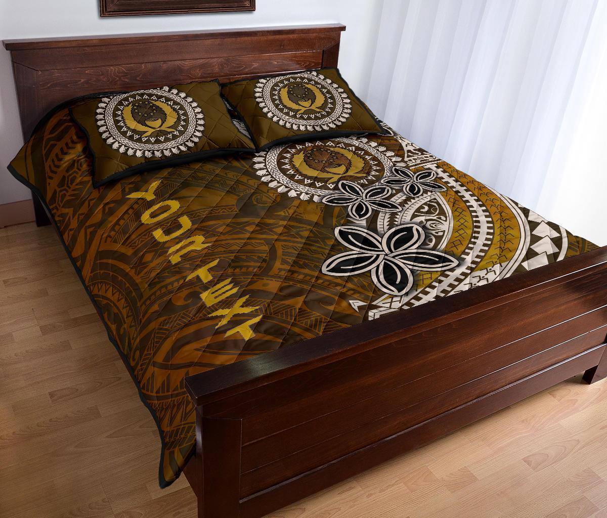 Pohnpei Custom Personalised Quilt Bed Sets - Polynesian Boar Tusk Brown - Polynesian Pride