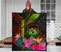Polynesian Hawaii Polynesian Personalised Premium Quilt - Hibiscus and Banana Leaves - Polynesian Pride