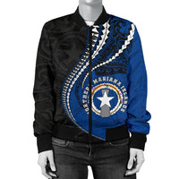 Northern Mariana Islands Women's Bomber Jacket Kanaloa Tatau Gen MP - Polynesian Pride