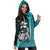 Pohnpei Micronesian Women's Hoodie Dress Turquoise - Turtle With Hook - Polynesian Pride