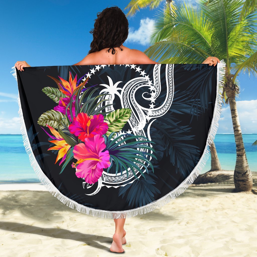 Chuuk Micronesia Custom Personalised Beach Blanket - Tropical Flower - Polynesian Pride