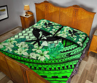 Kanaka Maoli (Hawaiian) - Quilt Bed Set Lauhala Polynesian Hibiscus Green - Polynesian Pride