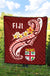 Fiji Premium Quilt - Fiji Seal Polynesian Patterns Plumeria (Red) - Polynesian Pride