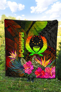 Pohnpei Polynesian Premium Quilt - Hibiscus and Banana Leaves - Polynesian Pride