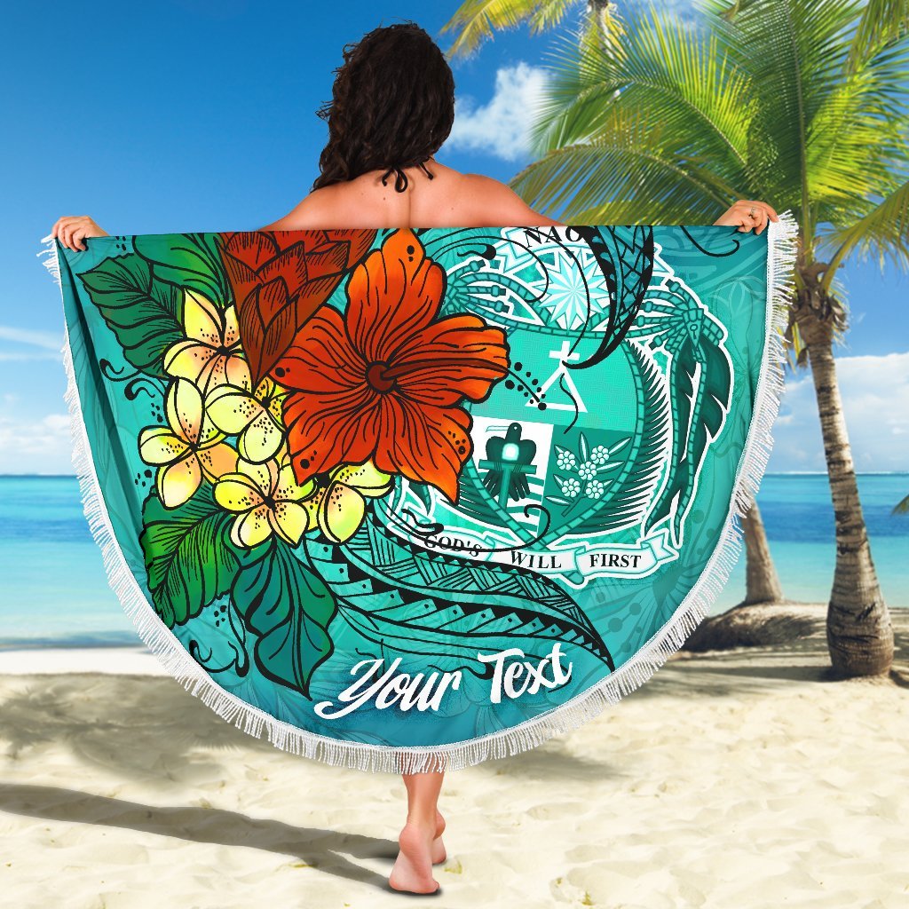Nauru Beach Blanket - Custom Personalised Tropical Flowers Style - Polynesian Pride