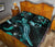 Tonga Polynesian Quilt Bed Set - Turtle With Blooming Hibiscus Turquoise - Polynesian Pride