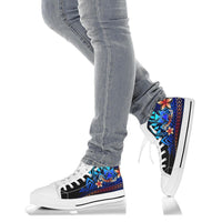 Wallis and Futuna Custom Personalised High Top Shoes Blue - Vintage Tribal Mountain - Polynesian Pride