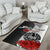 Tahiti Polynesian Custom Personalised Are Rug - Coat Of Arm With Hibiscus White - Polynesian Pride