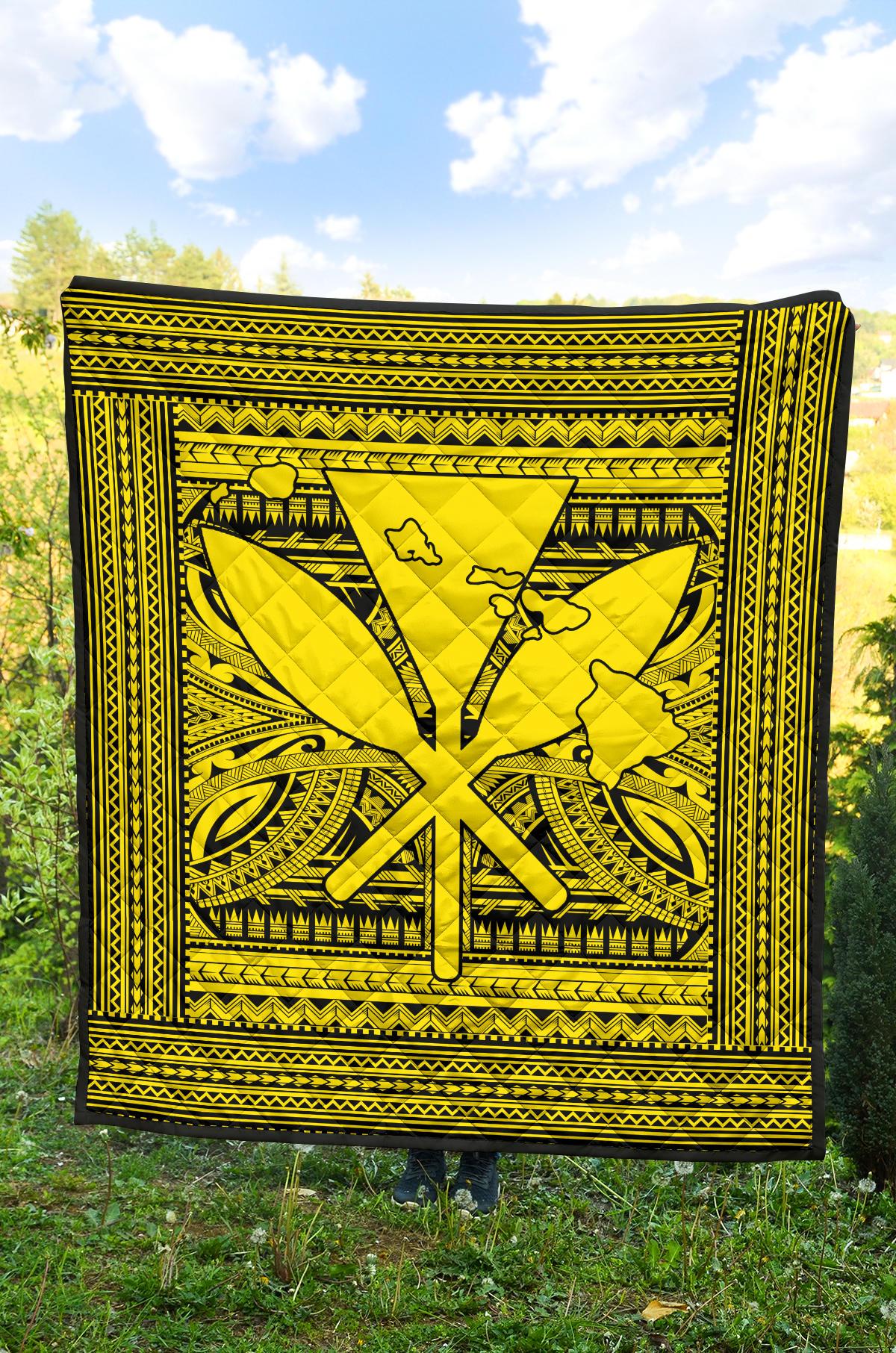 Hawaii Polynesian Kanaka Maoli Premium Quilt Yellow - Polynesian Pride