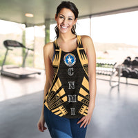 Northern Mariana Islands Women Racerback Tank - Polynesian Tattoo Gold - Polynesian Pride