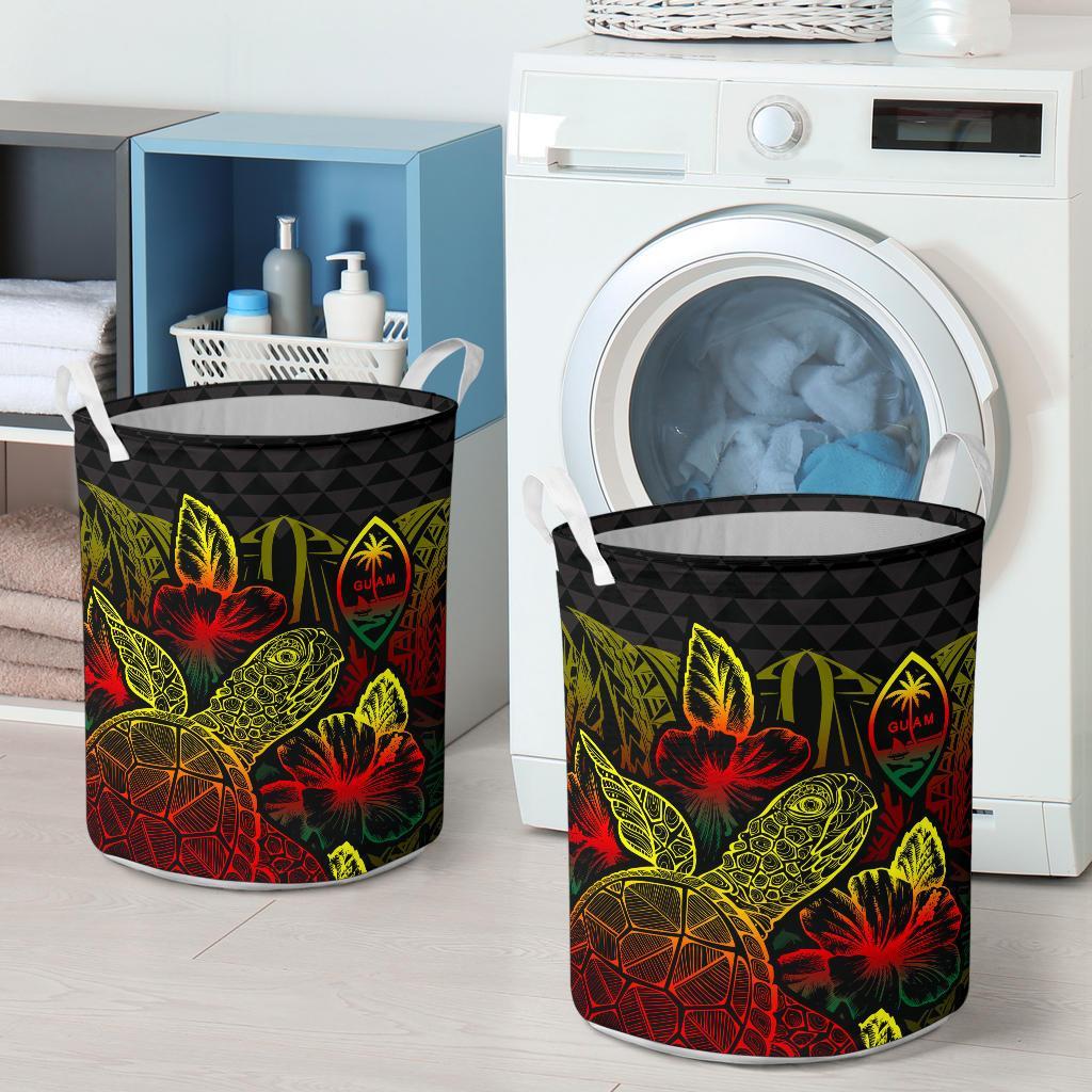 Guam Laundry Basket - Polynesian Turtle Hibiscus Reggae - Polynesian Pride