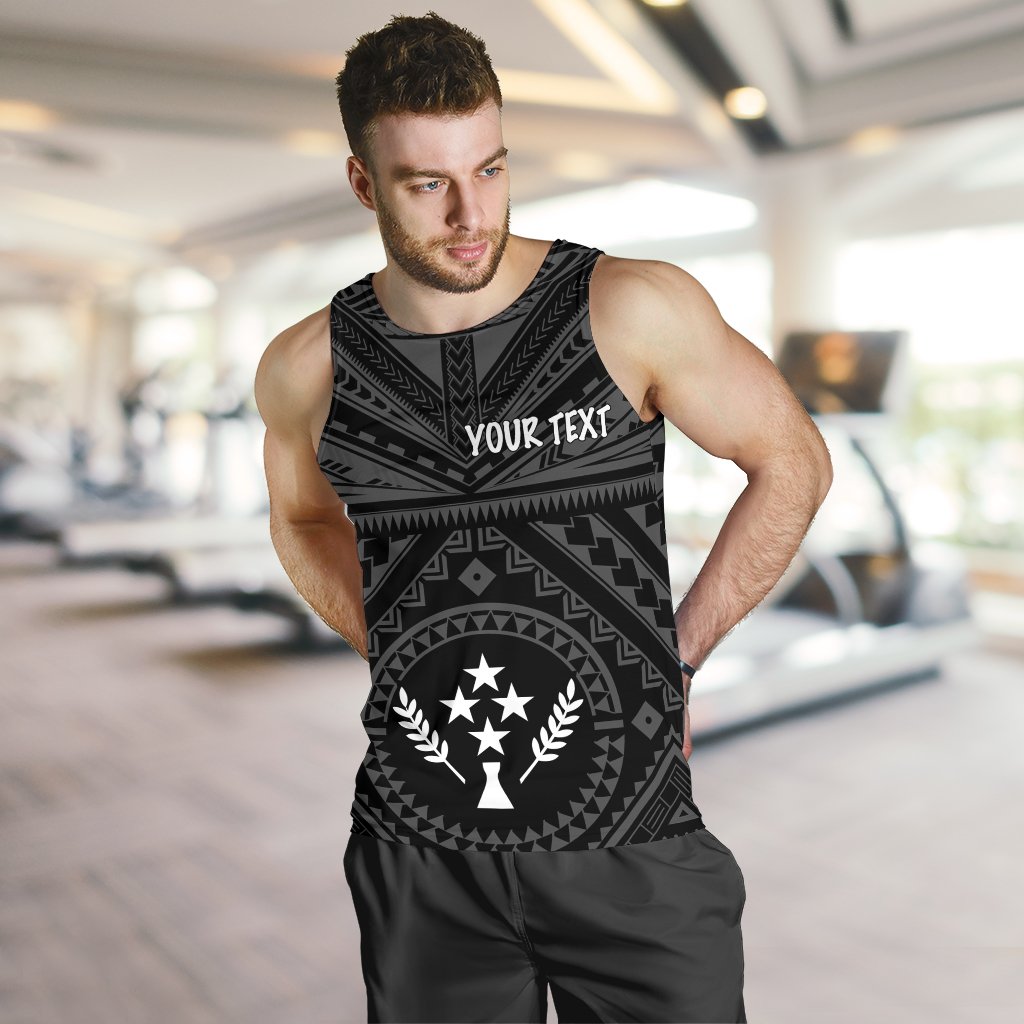 Kosrae Personalised Men's Tank Top - Kosrae Flag In Polynesian Tattoo Style (Black) Black - Polynesian Pride