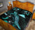 Tokelau Polynesian Quilt Bed Set - Turtle With Blooming Hibiscus Turquoise - Polynesian Pride