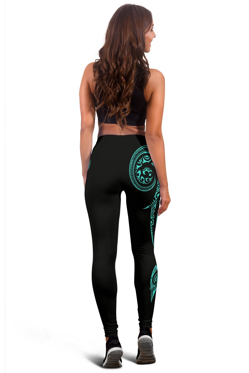 Hawaii State Tattoo Swirly Turquoise Polynesian Women's Leggings - Polynesian Pride