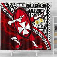 Dab Trend Style Rugby Shower Curtain Wallis and Futuna - Polynesian Pride