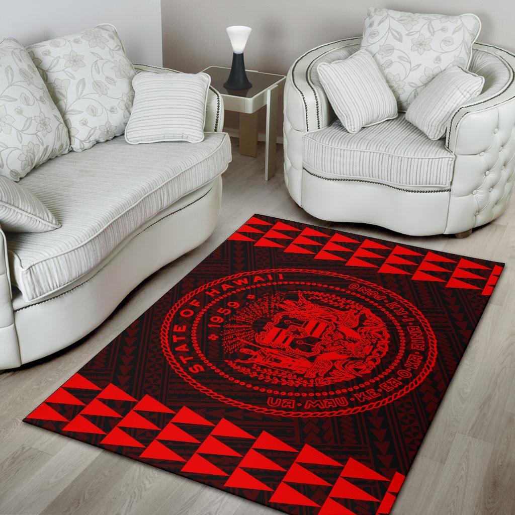 Kakau Seal Of Hawaii Polynesian - Red Rug - Polynesian Pride