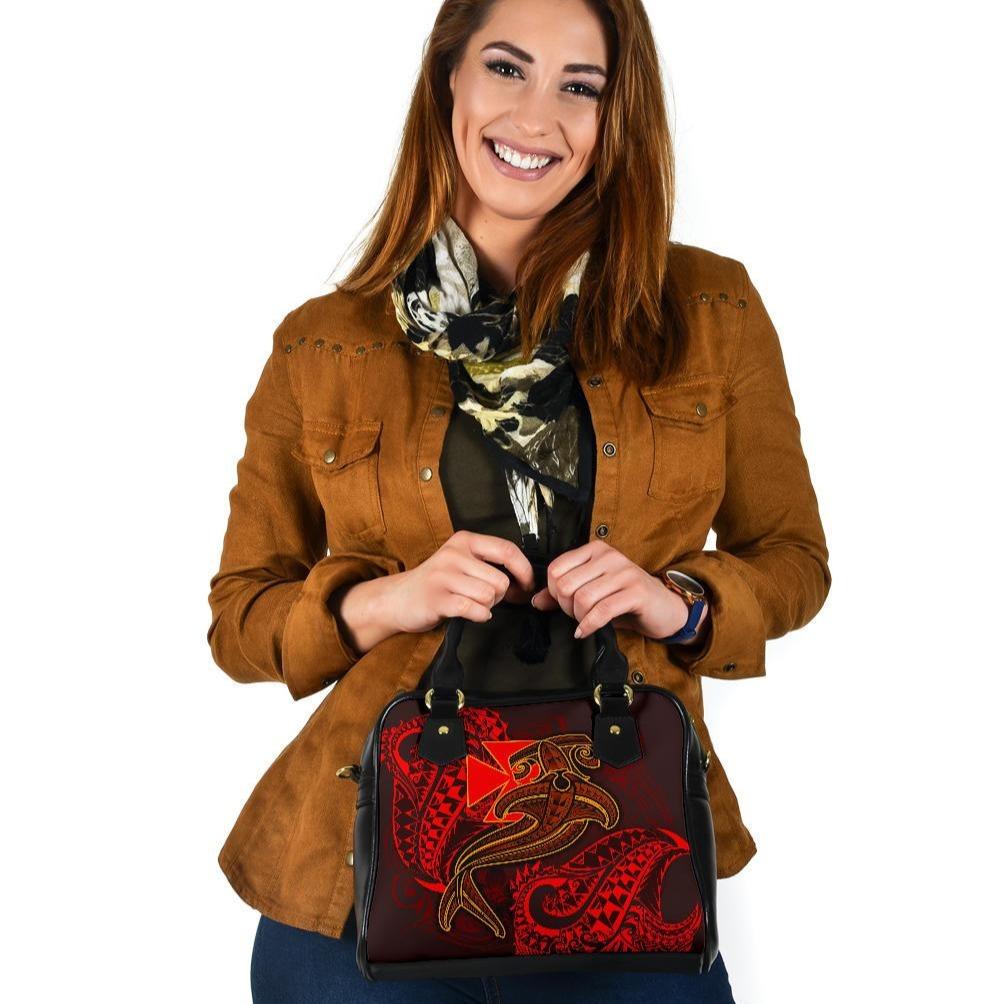 Polynesian Wallis and Futuna Shoulder Handbag - Red Shark Polynesian Tattoo One Size Red - Polynesian Pride