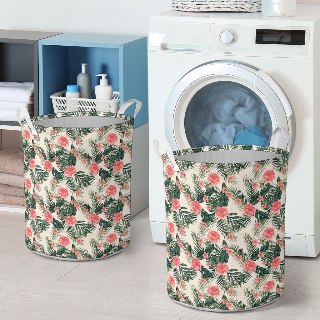 Hibiscus Plumeria Tropical Red Hawaii Laundry Basket AH - Polynesian Pride