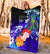 Fiji Premium Blanket - Humpback Whale with Tropical Flowers (Blue) - Polynesian Pride