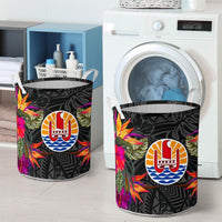 French Polynesia Laundry Basket Hibiscus Polynesian Pattern - Polynesian Pride
