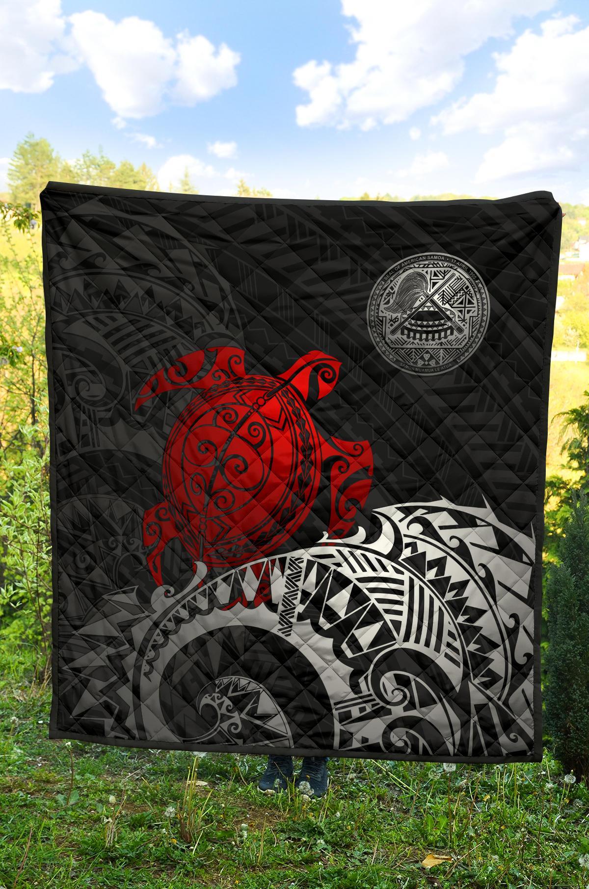 American Samoa Polynesian Premium Quilt - American Samoa Seal & Red Turtle - Polynesian Pride