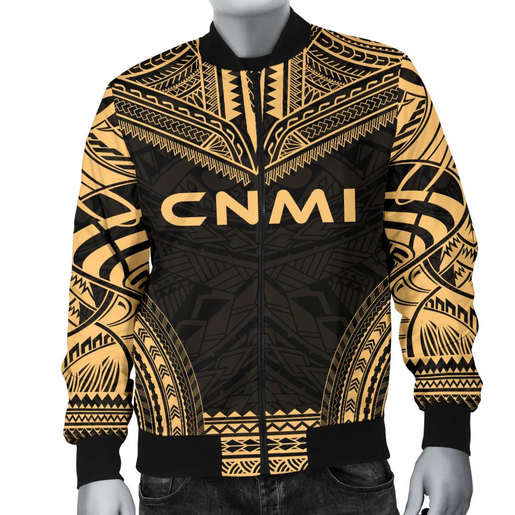Northern Mariana Islands Polynesian Chief Men's Bomber Jacket - Gold Version - Polynesian Pride