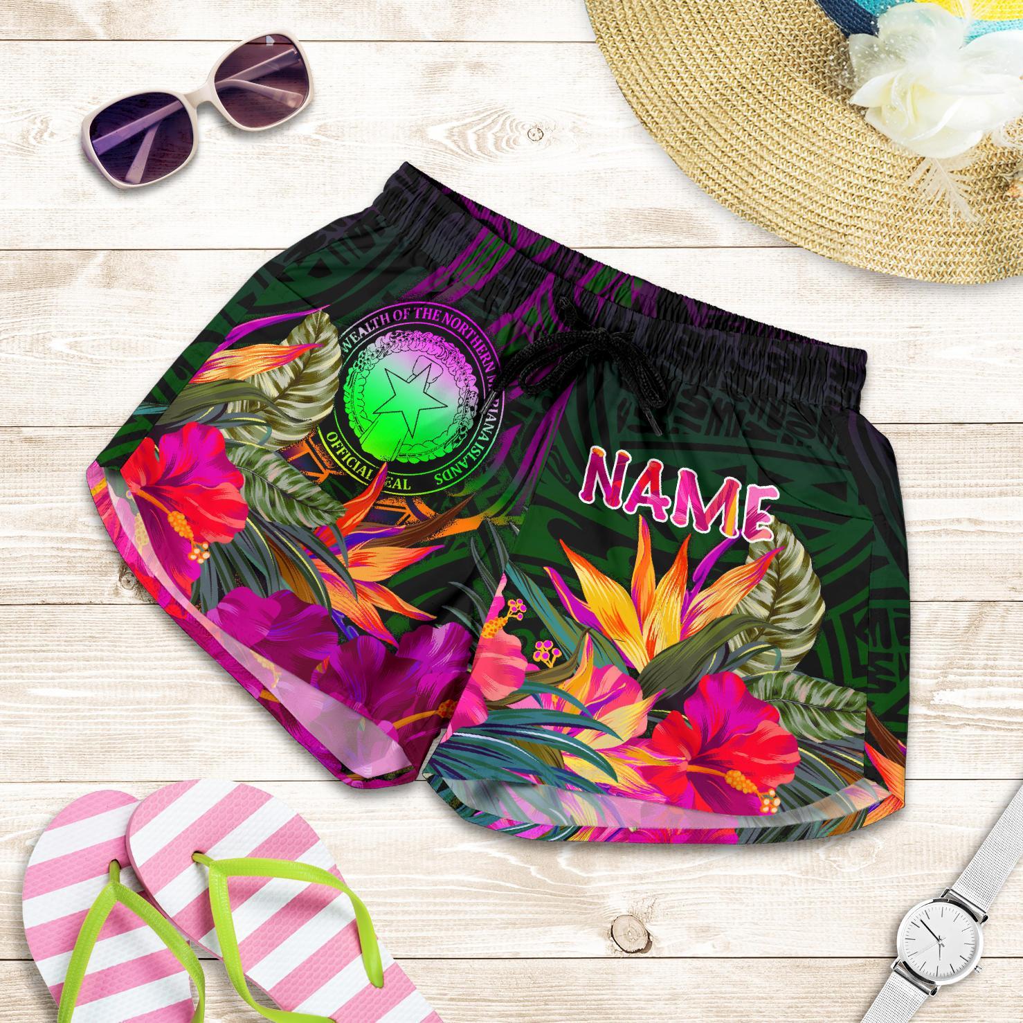 Northern Mariana Islands Polynesian Personalised Women's Shorts - Summer Hibiscus Women Reggae - Polynesian Pride