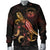 Hawaii Polynesian Men's Bomber Jacket - Turtle With Blooming Hibiscus Gold - Polynesian Pride