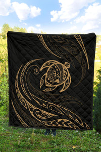 Hawaii Turtle Premium Quilt - Gold - Frida Style - Polynesian Pride