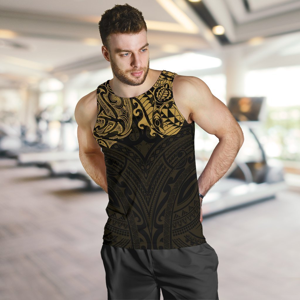 New Zealand Men'S Tank Top, Maori Polynesian Tattoo Gold - Polynesian Pride