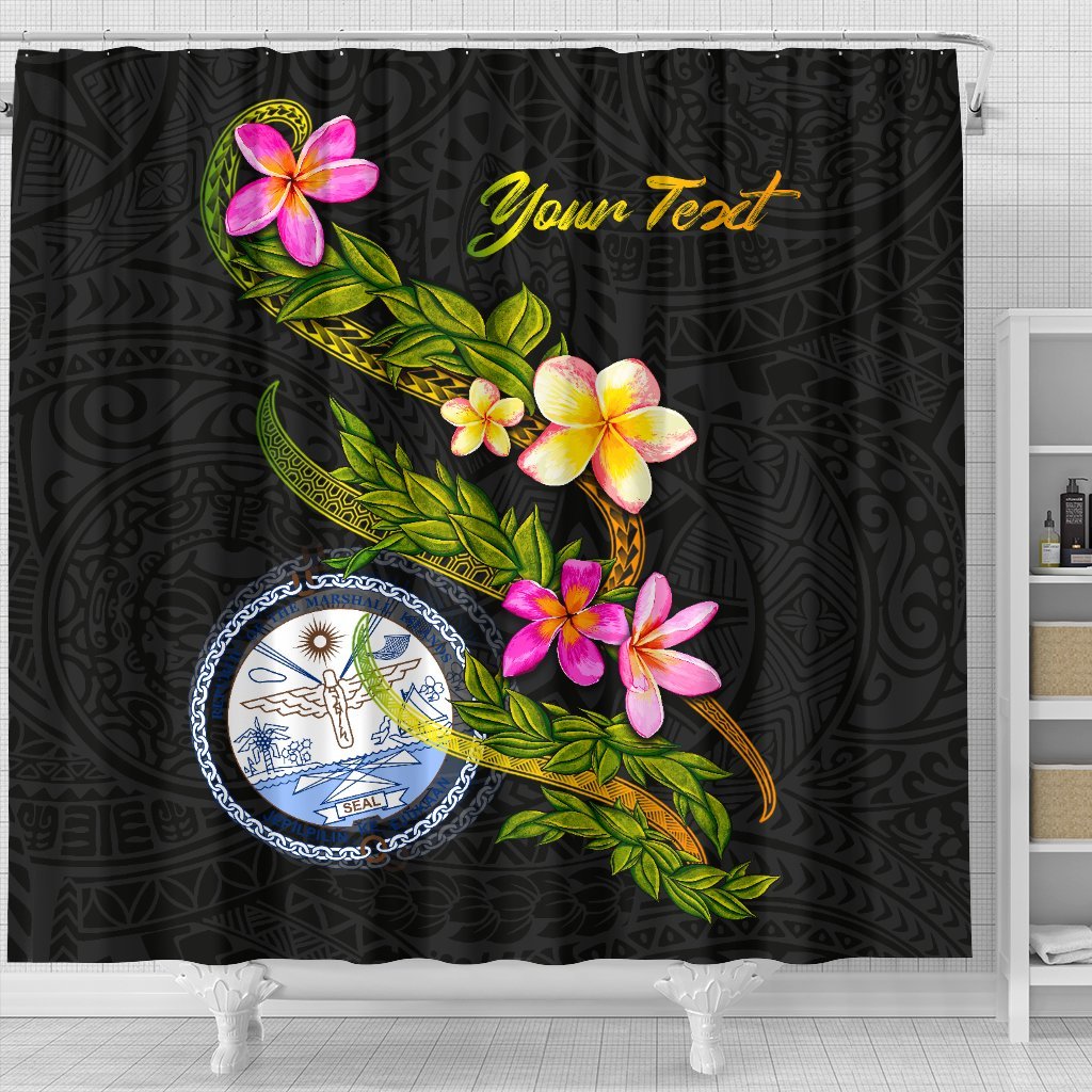 Marshall Islands Polynesian Shower Curtain - Plumeria Tribal - Polynesian Pride