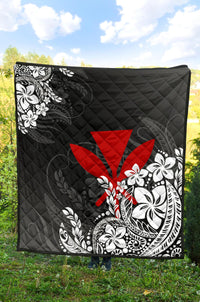 Hawaii Premium Quilt - Red Kanaka Maoli & White Hibiscus Style - Polynesian Pride